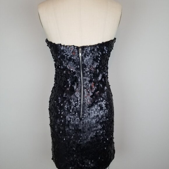 Sparkle & Fade Black Sequin Strapless Pencil Cocktail Party Dress Ladies Size 10 - Picture 4 of 7